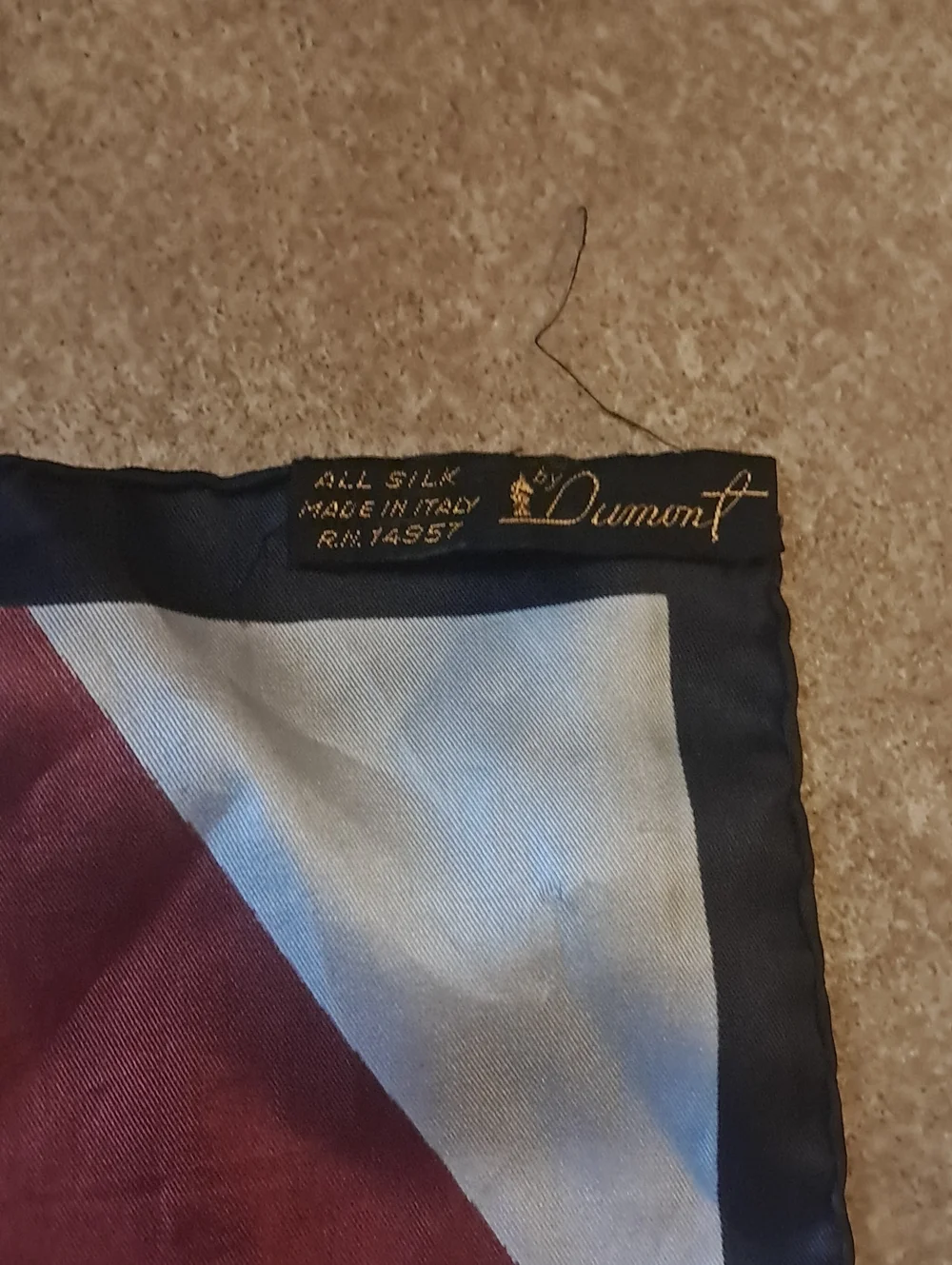 Vintage Dumont Colorblock Diamond Silk Scarf Multicolor Pocket Square Scarf